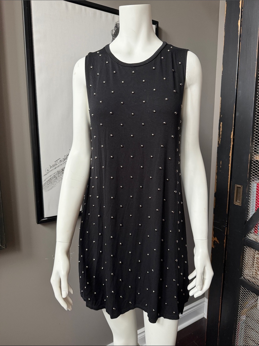 Michael Lauren Studded Black Swing Dress
